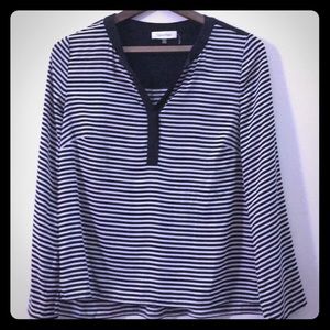 Black and white striped blouse